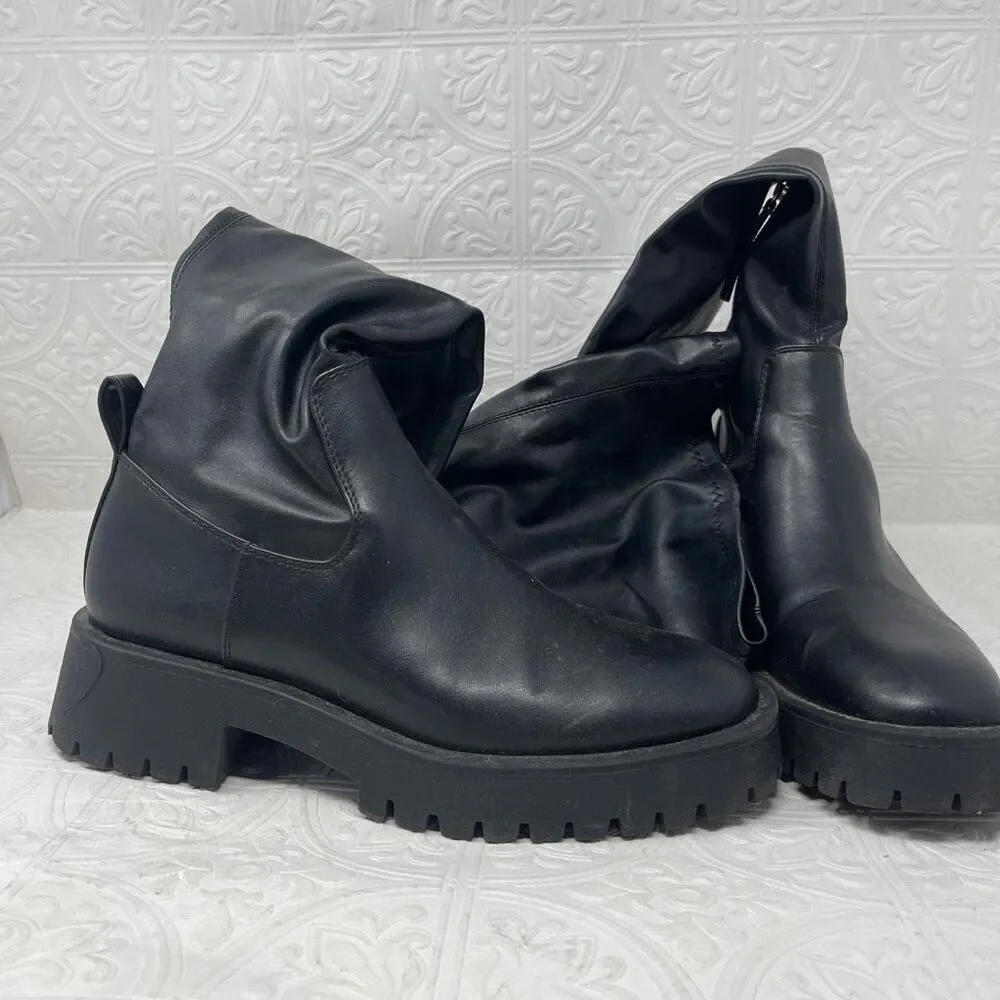 Zara over-the-knee lug sole boots Sz 37